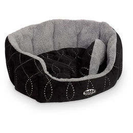 Nobby Hundebett Ceno oval aus Plüsch schwarz grau 55 x 50 x 21 cm – Bild 1 von 2