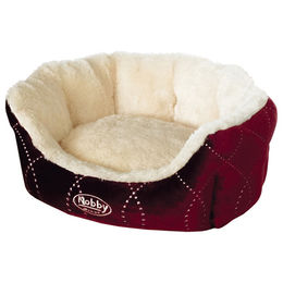 Produktbild von Nobby Hundebett Ceno oval in Weinrot und Beige aus Plüsch 65 x 57 x 22 cm