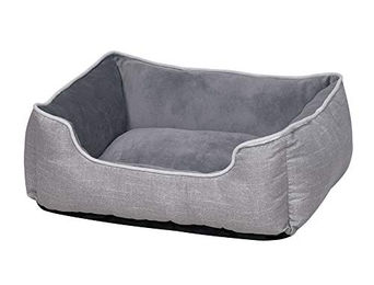 Nobby Hundebett Classic Purna eckig aus Plüsch grau 60 x 50 x 18 cm – Bild 1 von 3