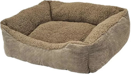 Nobby Hundebett Classic Teddy eckig aus Plüsch in Braun oder Beige – Bild 1 von 2