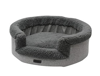 Nobby Hundebett Jasin oval aus Plüsch grau klein – Bild 1 von 3