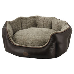 Produktbild von Nobby Hundebett Komfortbett oval aus Kunstleder braun 65 x 57 x 22 cm