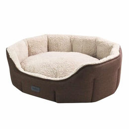 Nobby Hundebett Lica oval aus Plüsch braun XS Mini – Bild 1 von 7