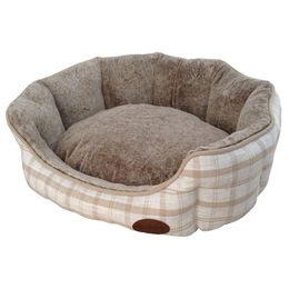 Produktbild von Nobby Hundebett oval Checker hellbraun 65 x 57 x 22 cm