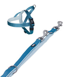 Produktbild von Nobby Hundegeschirr und Leine Set Classic Preno aus Polyester, Blau, Größe L