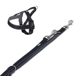 Produktbild von Nobby Hundegeschirr und Leine Set Classic Preno Schwarz Grau S-M