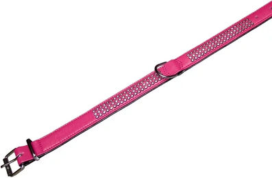 Produktbild von Nobby Hundehalsband Crystal dreireihig aus Kunstleder Fuchsia/Schwarz 47 cm