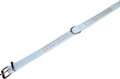 Produktbild von Nobby Hundehalsband Crystal dreireihig aus Kunstleder hellblau/weiß 52 cm