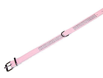Produktbild von Nobby Hundehalsband Crystal dreireihig aus Kunstleder rosa/weiß 47 cm