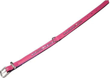 Nobby Hundehalsband Crystal einreihig aus Kunstleder Fuchsia/Schwarz 37 cm – Bild 1 von 2