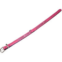 Produktbild von Nobby Hundehalsband Crystal einreihig aus Kunstleder Fuchsia/Schwarz 37 cm