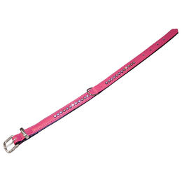 Produktbild von Nobby Hundehalsband Crystal einreihig aus Kunstleder fuchsia/schwarz