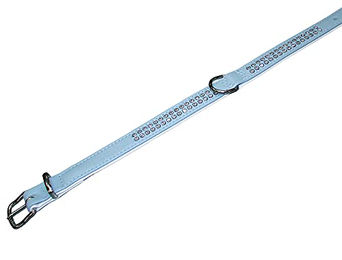 Produktbild von Nobby Hundehalsband Crystal zweireihig aus Kunstleder hellblau/weiß 42 cm - 1 Stk.