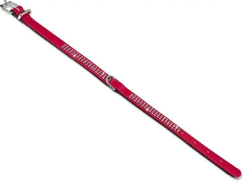 Produktbild von Nobby Hundehalsband Crystal zweireihig aus Kunstleder rot schwarz 42 cm