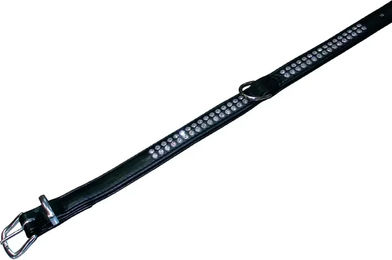 Produktbild von Nobby Hundehalsband Crystal zweireihig aus Kunstleder Schwarz 42 cm