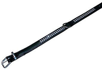 Produktbild von Nobby Hundehalsband Crystal zweireihig aus Kunstleder Schwarz 47 cm