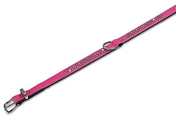 Produktbild von Nobby Hundehalsband Pet Crystal zweireihig aus Kunstleder Fuchsia Schwarz 42 cm