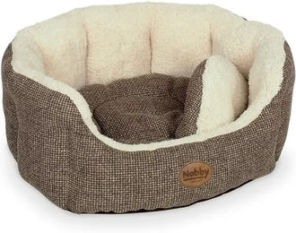 Nobby Hundekissen Alba Oval aus Plüsch Braun 55 x 50 x 21 cm – Bild 1 von 3