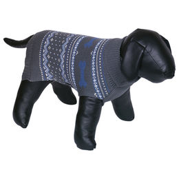 Produktbild von Nobby Hundepullover Mundo aus Mikrofaser grau-hellblau Länge 26 cm