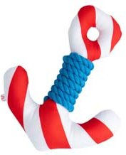 Nobby Hundespielzeug Anker Floating mit Seil als Quietschspielzeug aus Stoff in Weiß-Rot-Blau 24,5 cm - 24,5 cm – Bild 1 von 6