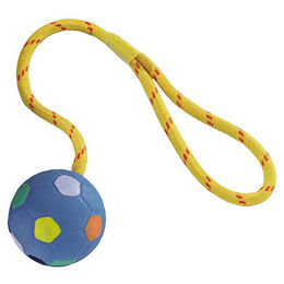 Produktbild von Nobby Hundespielzeug Bunter Vollgummi Ball mit Seil