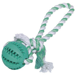 Produktbild von Nobby Hundespielzeug Dental Line Gummiball mit Seil in Türkis und Grün - 1 Stk.