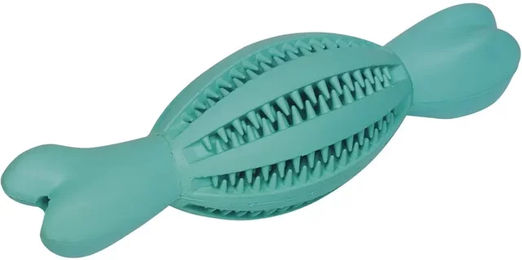 Nobby Hundespielzeug Dental Line Rugbyball aus Gummi mit Knochen in Türkis - 1 Stk. – Bild 1 von 2