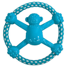 Nobby Hundespielzeug Disk Affe mit Seil aus TPR in Blau oder Türkis – Bild 1 von 2