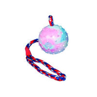 Produktbild von Nobby Hundespielzeug Gummiball mit Seil und Glocke in Bunt - 7 cm