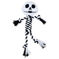 Produktbild von Nobby Hundespielzeug Halloween Knotenseil Skelett aus Plüsch in Schwarz-Weiß