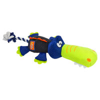Produktbild von Nobby Hundespielzeug Krokodil mit Seil und Quietschfunktion aus Mesh für Welpen und Hunde - 44 cm