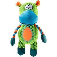 Produktbild von Nobby Hundespielzeug Nilpferd aus Nylon mit Quietschfunktion grün-blau für Welpen 29 cm