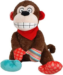 Nobby Hundespielzeug Plüsch Affe mit Squeaker für Welpen und Hunde 25 cm Braun Bunt – Bild 1 von 3
