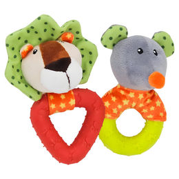 Nobby Hundespielzeug Plüsch Löwe oder Maus mit TPR Ring und Squeaker in Bunt – Bild 1 von 2