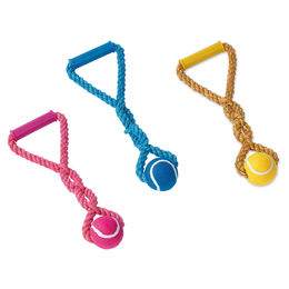 Produktbild von Nobby Hundespielzeug Spielseil aus Baumwolle mit Tennisball und Griff in verschiedenen Farben 33 cm - 1 Stk.