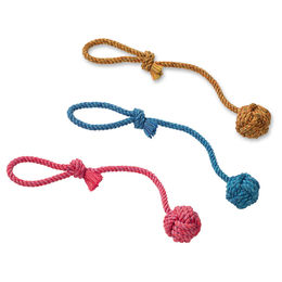 Produktbild von Nobby Hundespielzeug Spielseil aus Baumwolle mit Wurfschlaufe und Ball in verschiedenen Farben 57 cm - 275 g