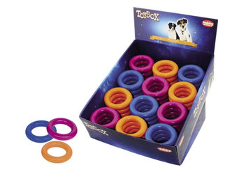 Produktbild von Nobby Hundespielzeug Wurfring aus Gummi bunt 9cm zur Zahnpflege