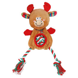 Produktbild von Nobby Hundespielzeug Xmas Elch aus Plüsch mit Seil in Braun
