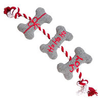 Produktbild von Nobby Hundespielzeug Xmas Stoffknochen mit Seil und Squeaker 51 cm in Grau und Bunt