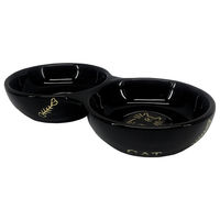 Produktbild von Nobby Katzen Doppelnapf aus Keramik Golden Cat Schwarz Gold - 0,13 l