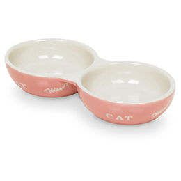 Produktbild von Nobby Katzen Doppelnapf aus Keramik in Rosa und Beige