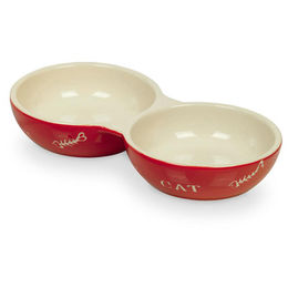 Produktbild von Nobby Katzen Doppelnapf aus Keramik in Rot und Beige
