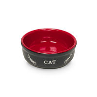 Produktbild von Nobby Katzen Futternapf aus Keramik Cat Schwarz Rot 13,5 x 5 cm - 240 ml
