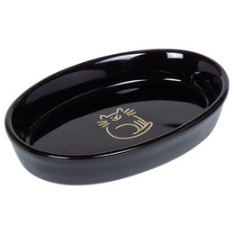 Nobby Katzen Futternapf aus Keramik oval Golden Cat schwarz Gold 17 x 11 x 2,5 cm 0,12 l - 0,12 l – Bild 1 von 3
