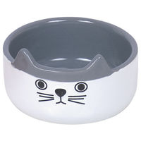 Produktbild von Nobby Katzen Futternapf Cat Face aus Keramik in Weiß und Grau - 0,16 l