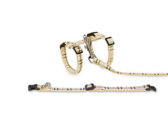 Produktbild von Nobby Katzen-Garnitur mit Halsband, Geschirr und Leine im Tartan-Design beige