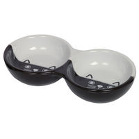 Produktbild von Nobby Katzen Keramik Doppelnapf Face schwarz/weiß 22 x 11,5 cm