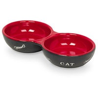Produktbild von Nobby Katzen Keramik Doppelnapf Schwarz Rot - 1 Stk.