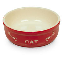 Produktbild von Nobby Katzen Keramikschale Cat rot beige - 240 ml