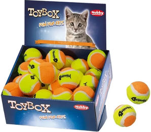 Produktbild von Nobby Katzen Tennisbälle aus Plüsch in Orange und Bunt 32 Stück